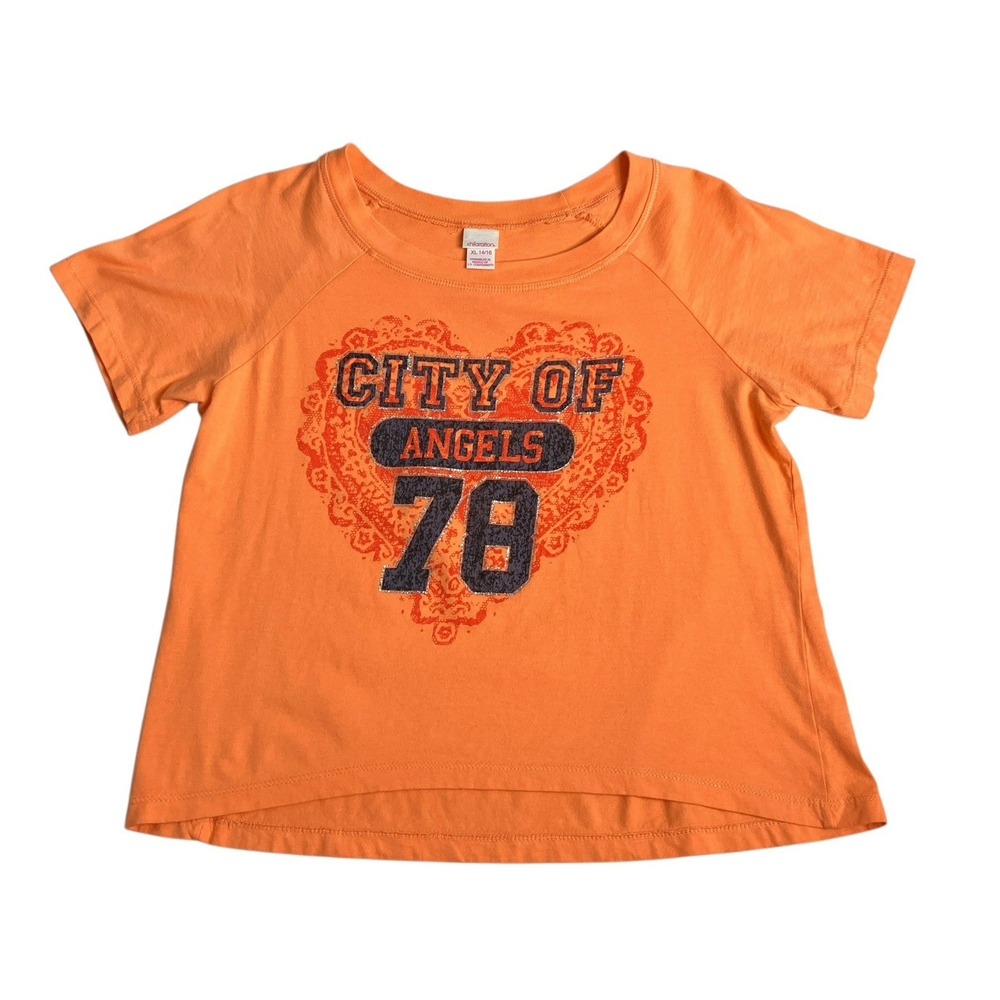 Vintage Y2K Xhilaration Top Girls XL 14 16 City of Angels 78 Glitter Graphic Tee